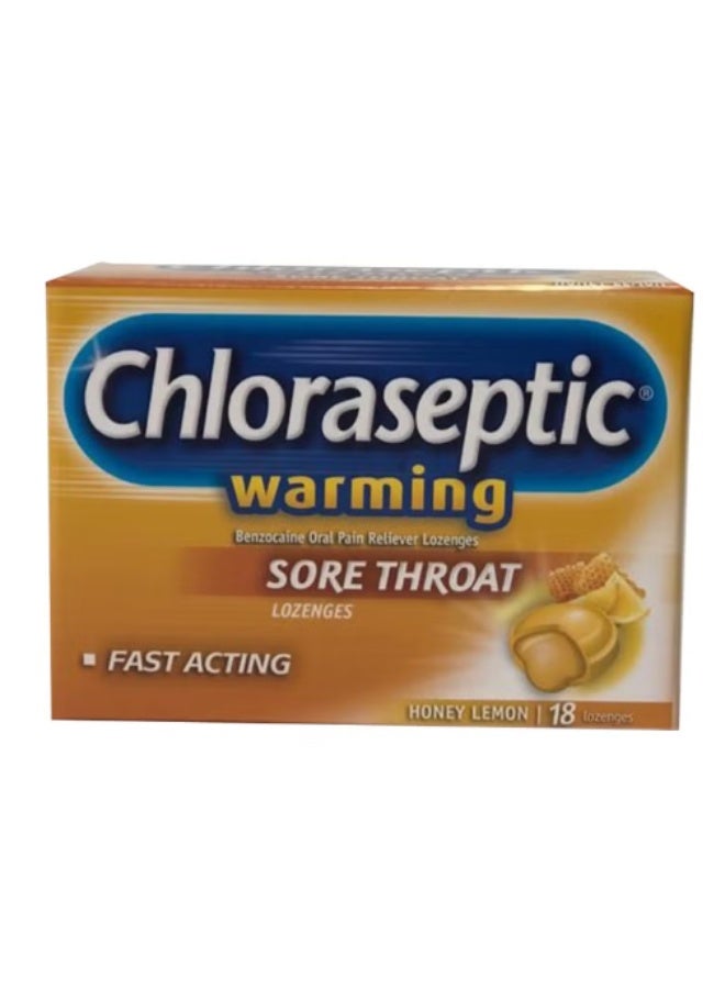 Chloraseptic Warming Sore Throat Lozenges, Honey Lemon-18'S[3X6'S Blisters] - Image 1